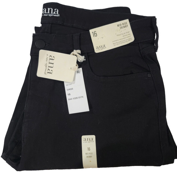A..N.A A New Approach Womens 18W Mid Rise Skinny Jeans Black Comfort Staple New - Picture 2 of 13